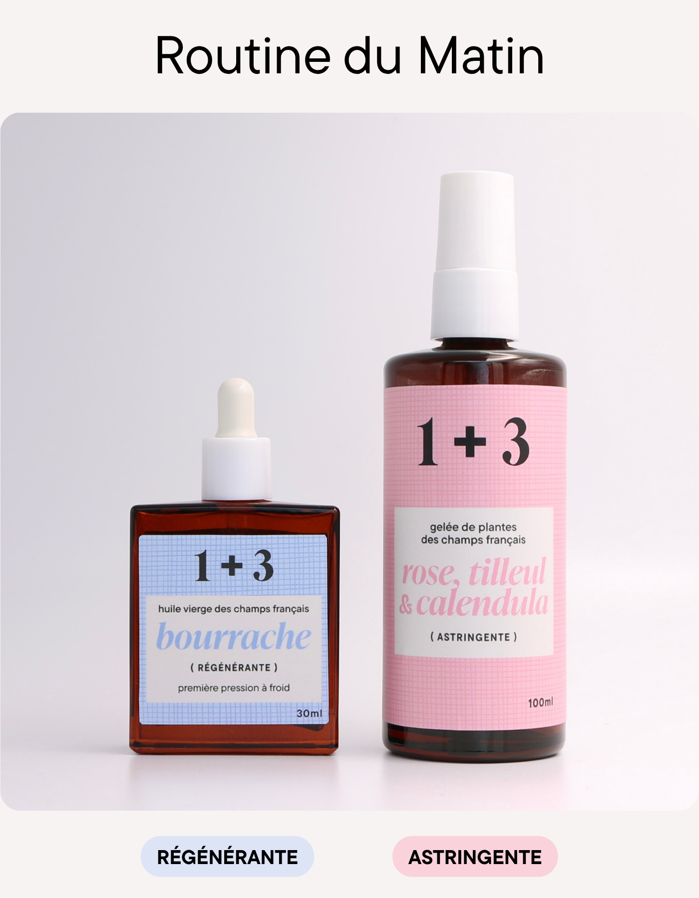 Duo Bourrache + Rose, Tilleul & Calendula (Routine matin peaux matures)
