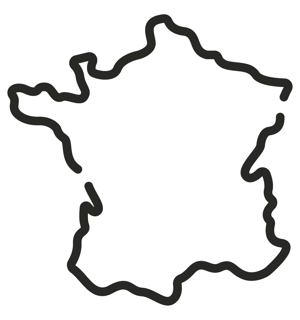 Icône carte de la France – symbole de fabrication locale et de récolte 100 % française pour la marque 1+3