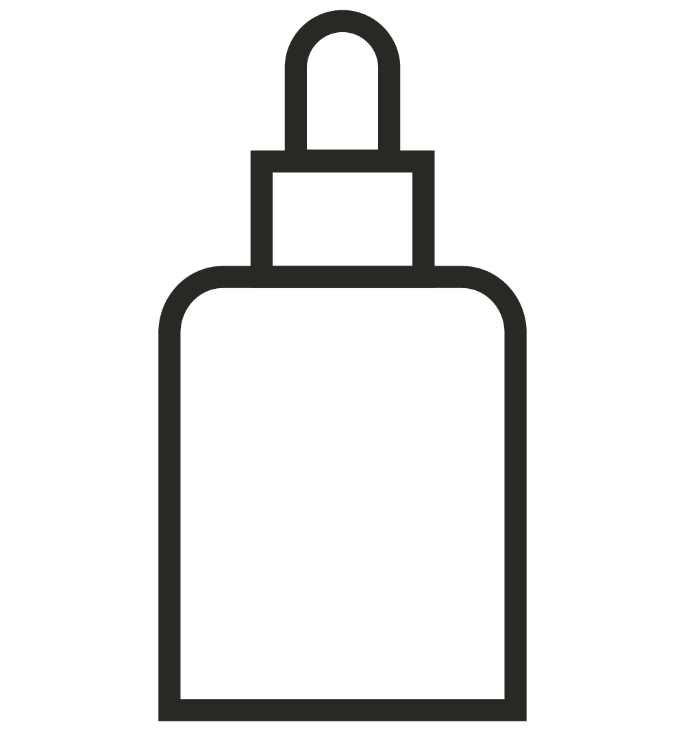 Icône de flacon compte-gouttes – symbole des huiles végétales 1+3, naturelles et françaises