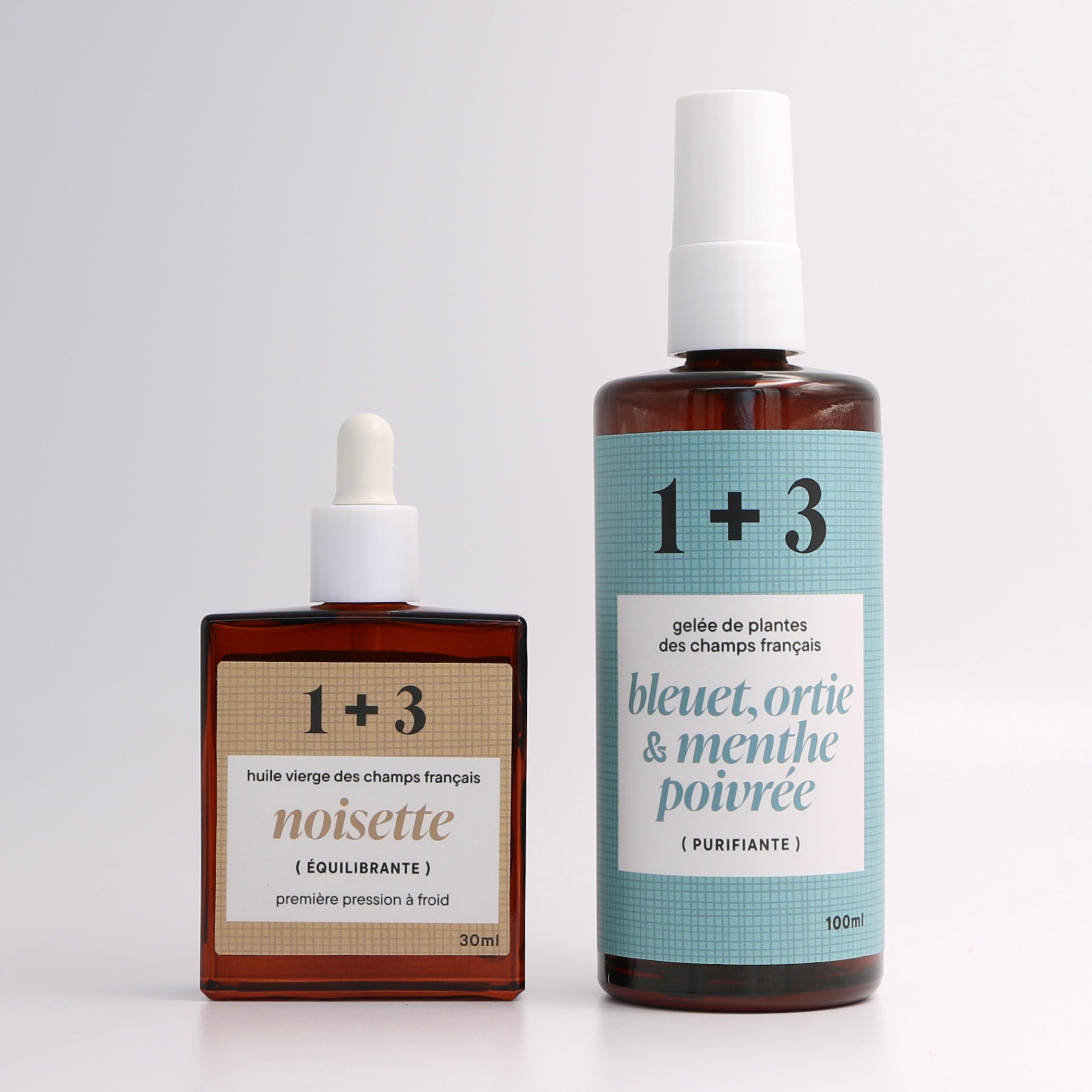 ensemble huile noisette gelée bleuet ortie menthe poivrée français 1+3
