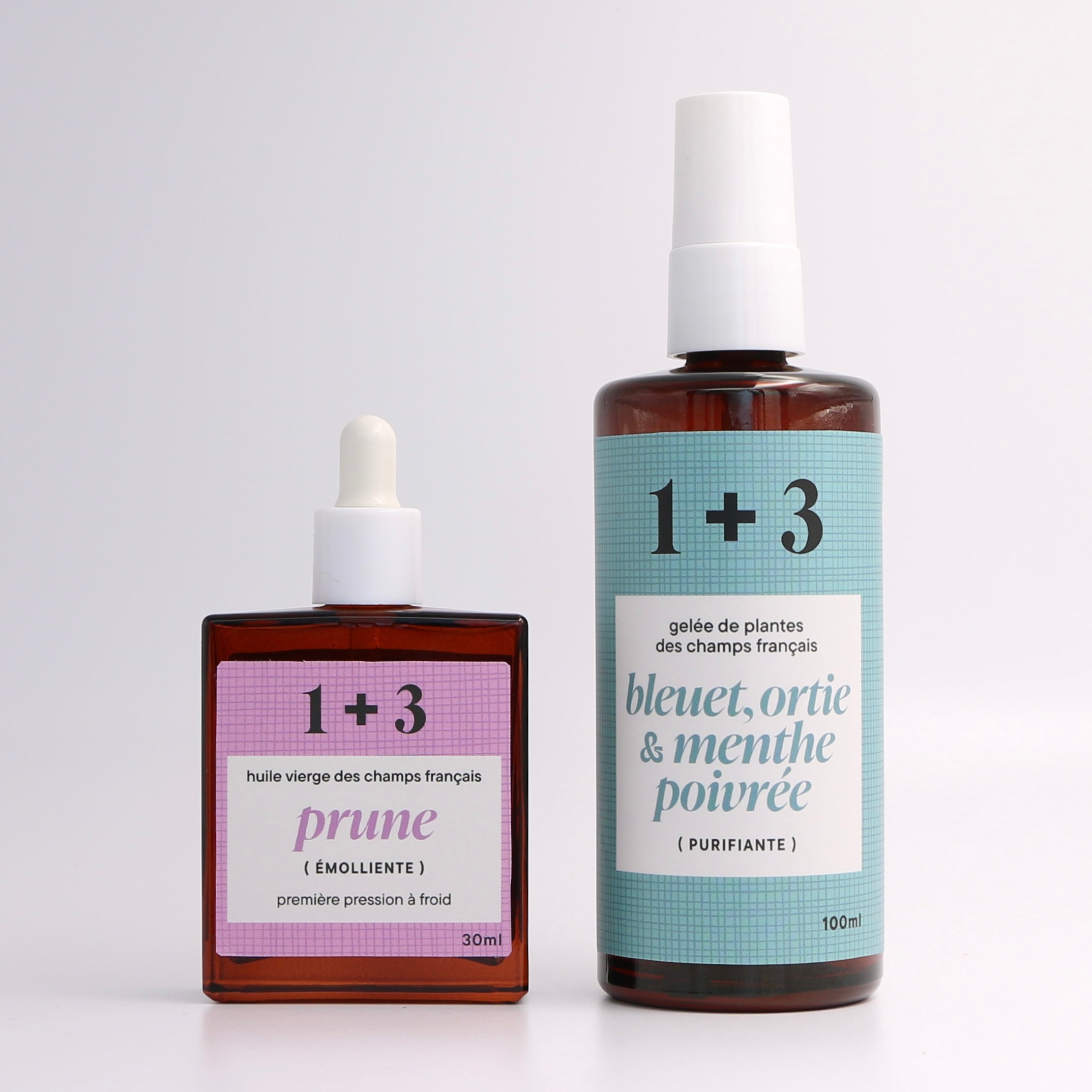 ensemble huile prune gelée bleuet ortie menthe poivrée français 1+3