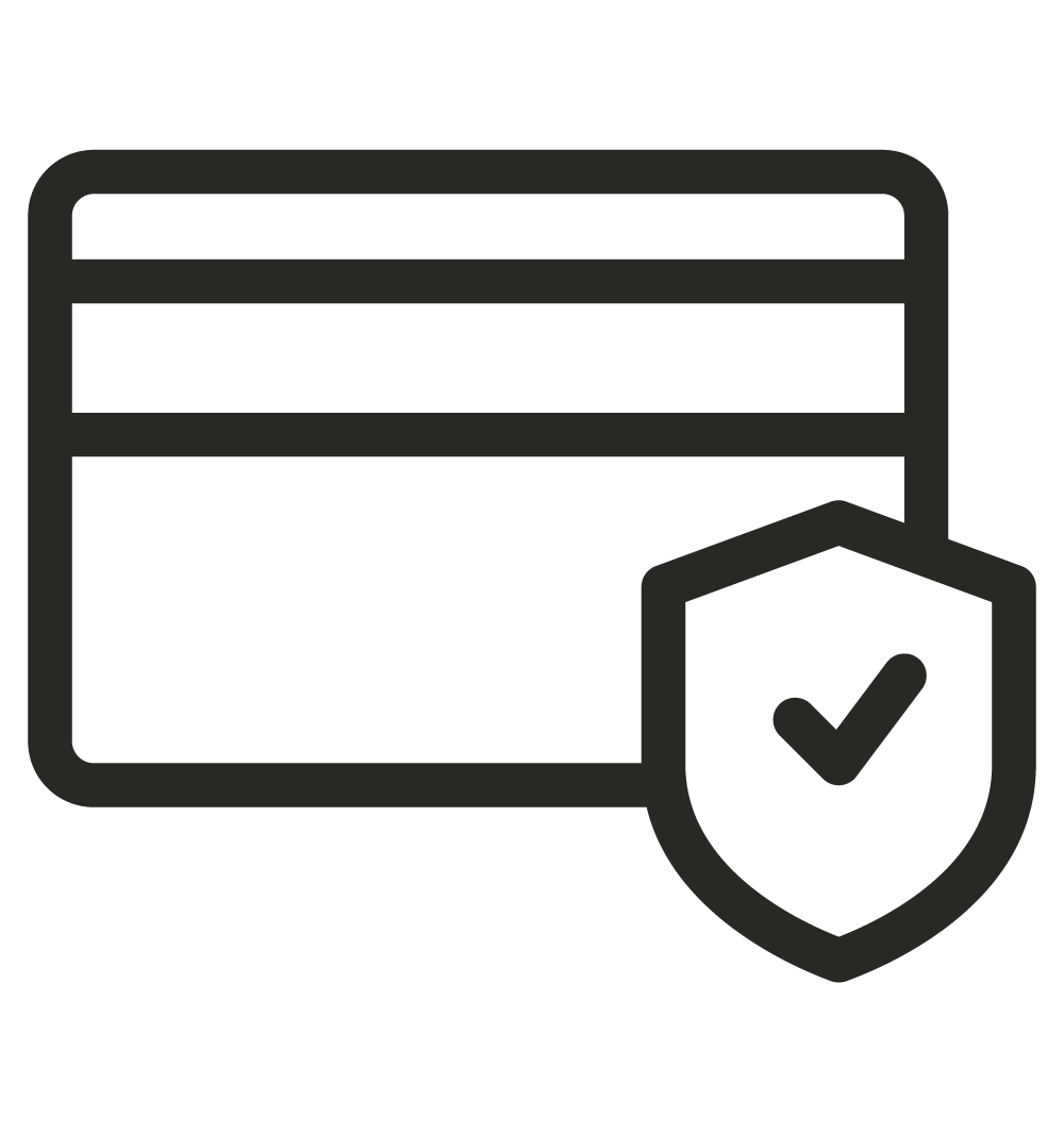Icône carte bancaire avec bouclier – symbole de paiement sécurisé sur le site 1+3