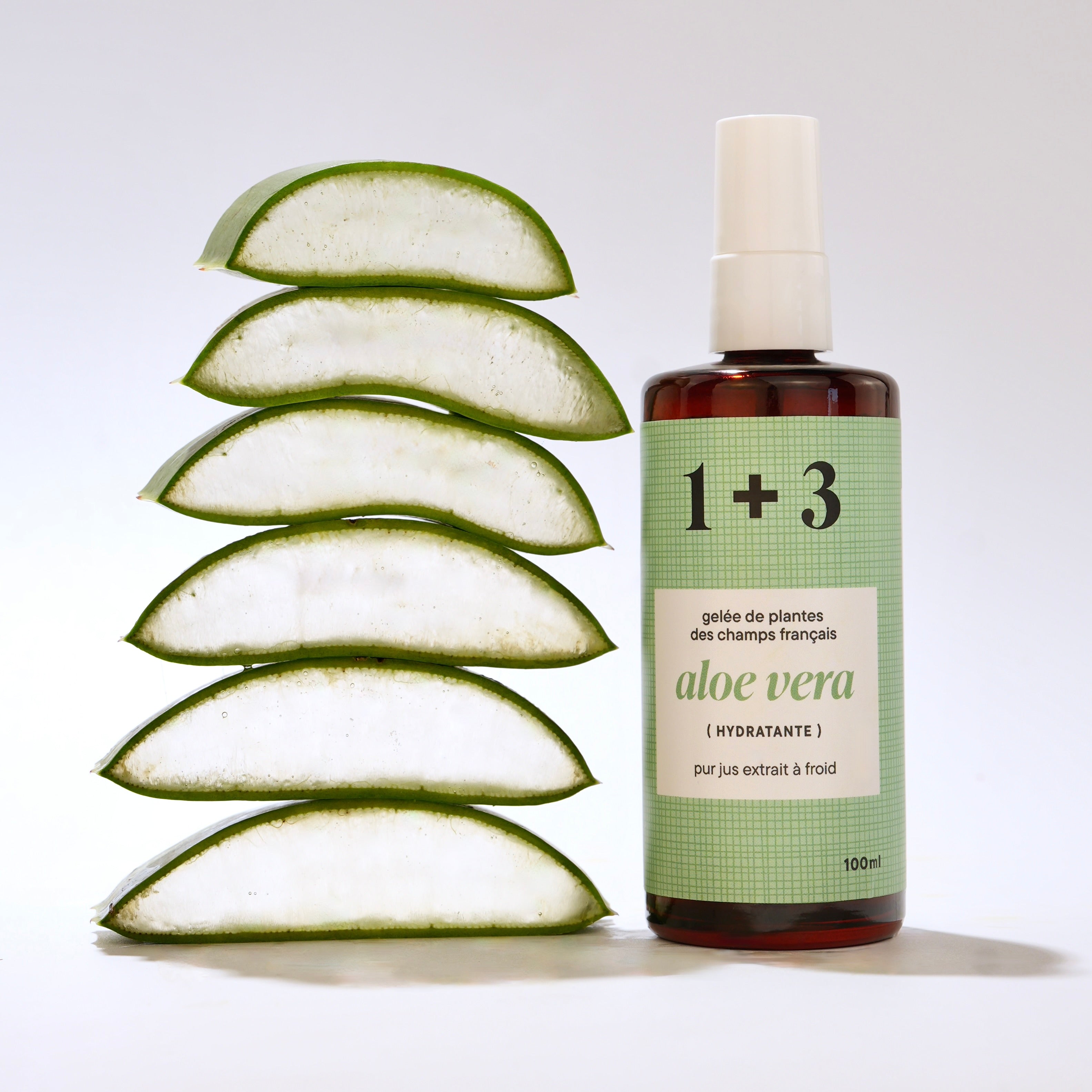 Gelée d’aloe vera française 1+3 100 ml – avec tranches d'Aloe Vera 