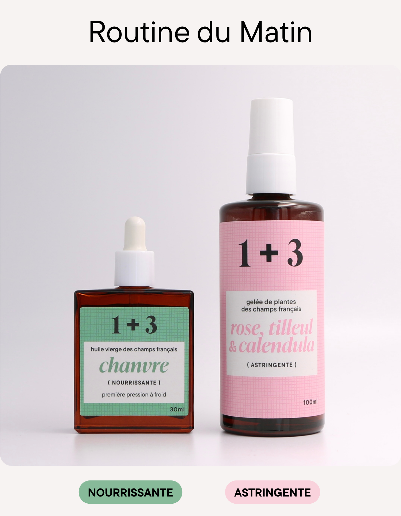 Duo Chanvre + Rose, Tilleul & Calendula (Routine matin peaux normales)